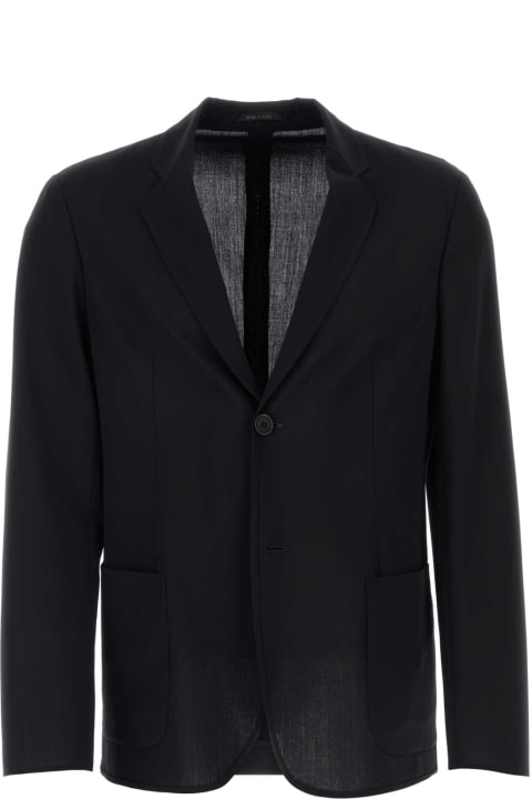 Giorgio Armani Coats & Jackets for Men Giorgio Armani Navy Blue Wool Blazer