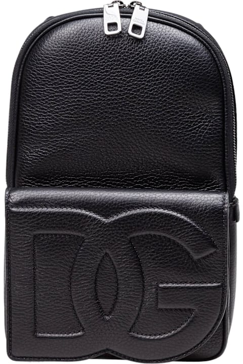 Dolce & Gabbana Backpacks for Men Dolce & Gabbana Leather Backpack With Embossed Dg Logo