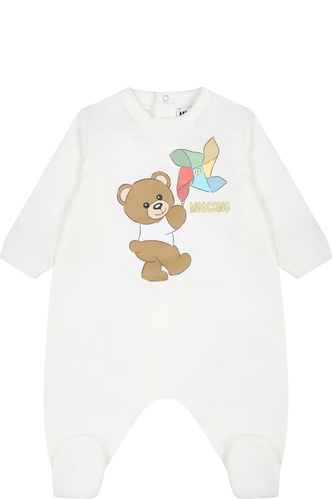 Bodysuits & Sets for Baby Boys Moschino Ivory Set For Babies With Teddy Bear