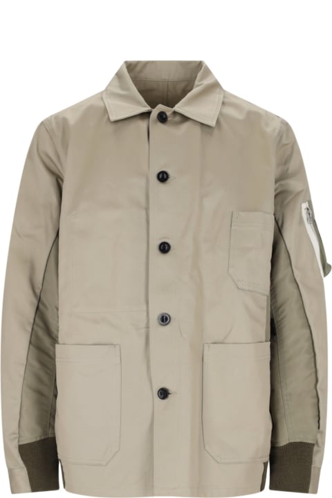 Sacai Coats & Jackets for Men Sacai Nylon Detail Shirt Jacket