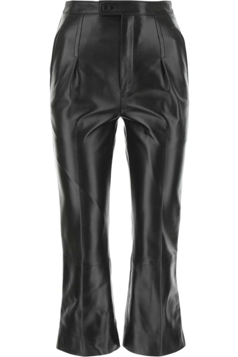 Pants & Shorts for Women Saint Laurent Black Leather Cropped-cut Pant