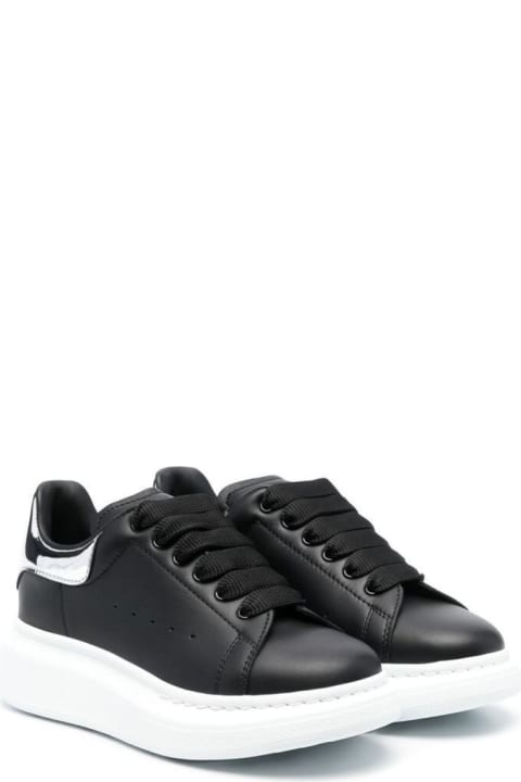 Black Lace-up Sneakers In Calf Leather