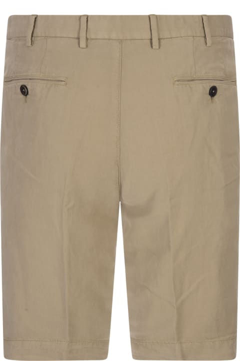 Dark Beige Lyocell And Cotton Bermuda Shorts