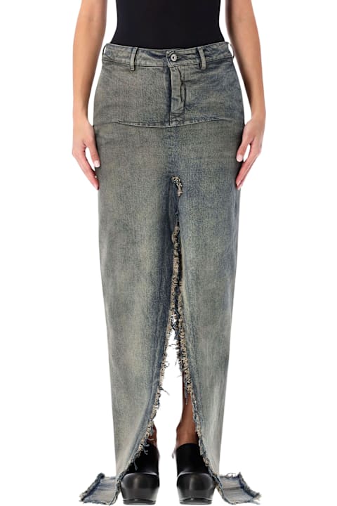 Homeware Rick Owens Rick Owens Long Denim Sliced Skirt