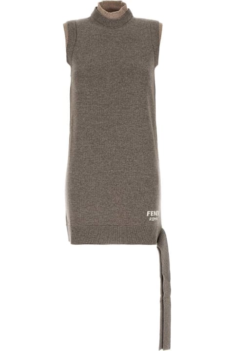 Fendi لـ Women Fendi Cappuccino Wool Blend Dress