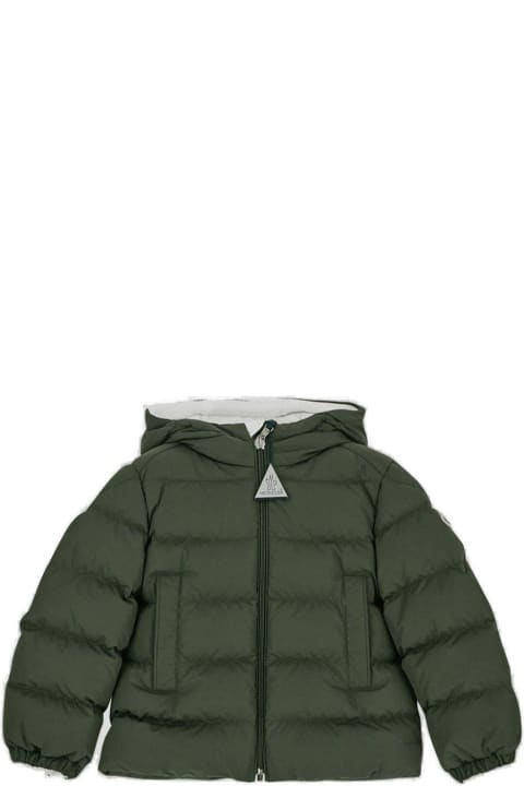 Topwear for Baby Girls Moncler Logo Embroidered Hooded Padded Jacket