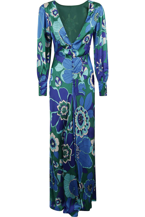 Fashion for Women RIXO V-neck Miami Floral Printed Long Dress