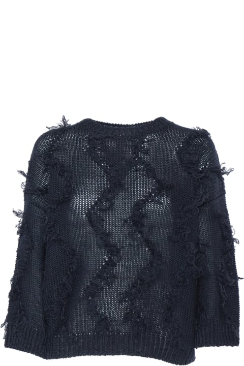 Sweaters for Women Peserico Black Tricot Sweater With Fringes