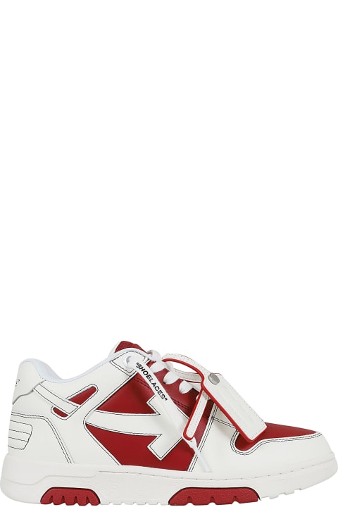 Sneakers for Men Off-White Out Of Office Calf Leather Brick Red Whi