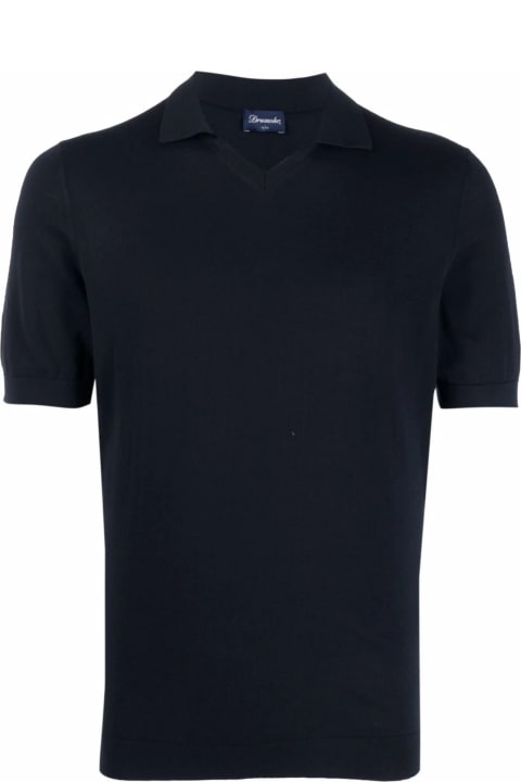 Drumohr Topwear for Men Drumohr Navy Blue Cotton Polo Shirt