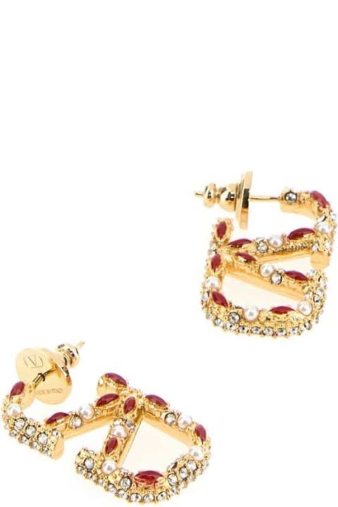Jewelry for Women Valentino Garavani Valentino Vlogo Signature Embellished Earrings