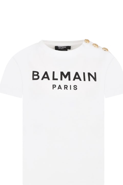 White T-shirt For Boy With Logo