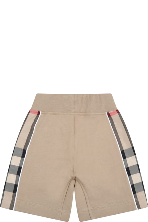 Beige Short For Baby Boy With Checked Details