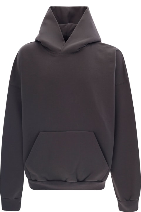 Grey Hoodie With Composition Print At The Back In Cotton Man