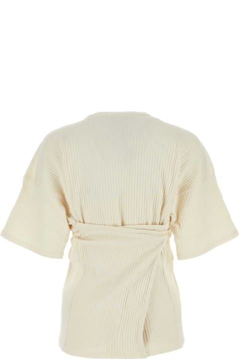 Baserange Topwear for Women Baserange Ivory Cotton Shaw T-shirt