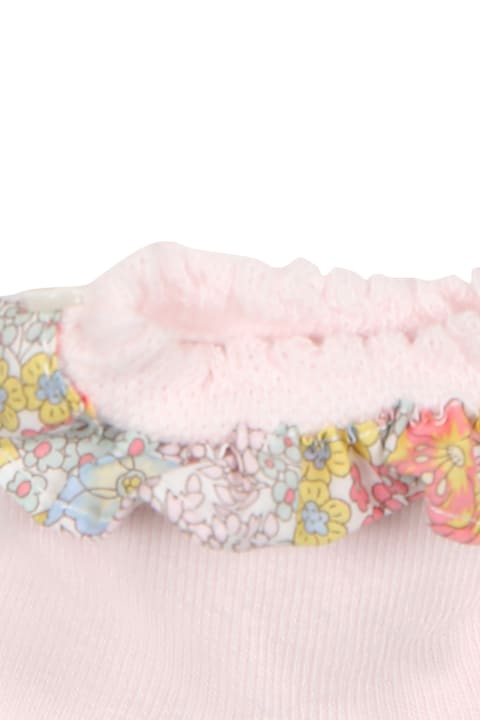 ベビーガールズ シューズ Tartine et Chocolat Pink Socks For Baby Girls With Liberty Fabric