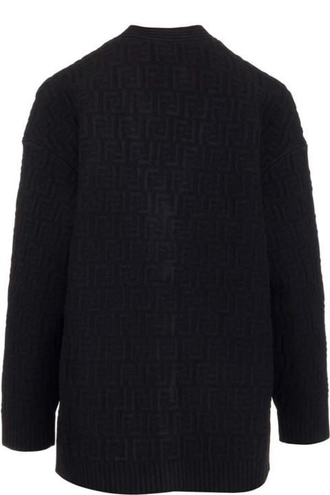 Fendi Sweaters for Women Fendi Oversized V-neck Ff Motif Cardigan