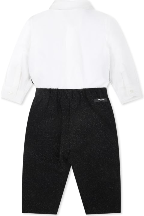 ベビーボーイズのセール Balmain Black Suit For Baby Boy With Logo