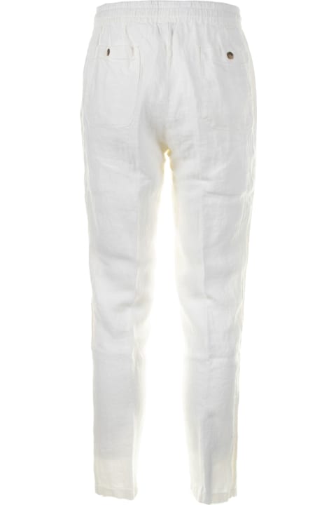 メンズ Alteaのボトムス Altea White Linen Trousers With Drawstring