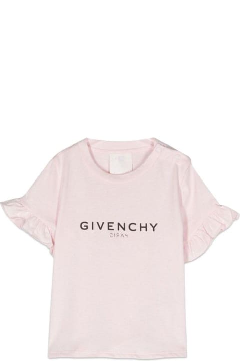 Givenchyのベビーガールズ Givenchy Logo-printed Crewneck Ruffled T-shirt