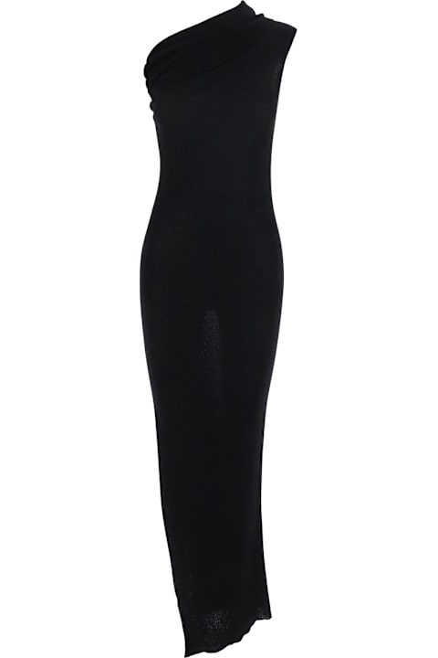أدوات منزلية Rick Owens 
athena
 Black Dress With Front Neckline And Side Slit In Fabric Woman