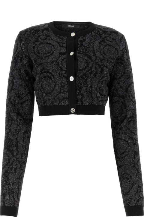 Versace Sweaters for Women Versace Embroidered Stretch Viscose Blend Cardigan