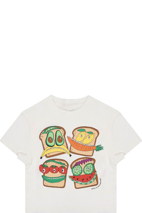 ボーイズ Stella McCartney KidsのTシャツ＆ポロシャツ Stella McCartney Kids White T-shirt For Baby Boy With Toast Print