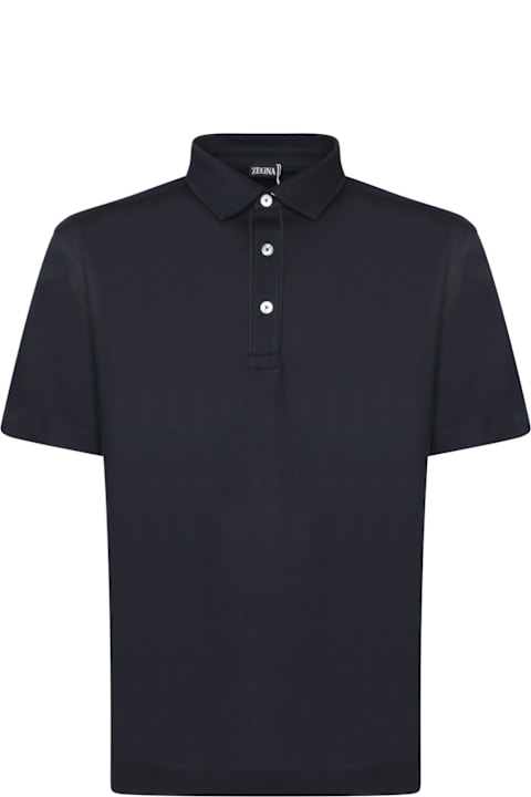 Zegna Topwear for Men Zegna Blue Piquet Polo Shirt