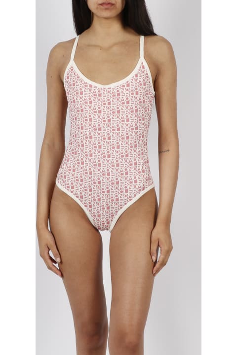 Moncler Swimwear for Women Moncler Pink Logoed One-piece Swimsuit