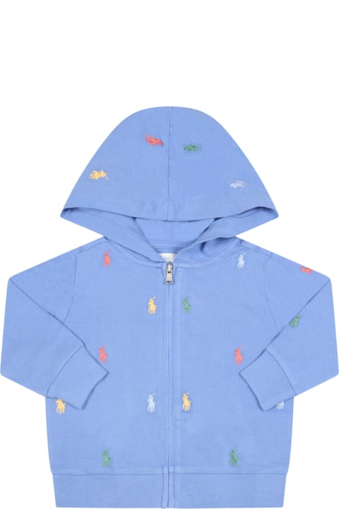 Light Blue Tracksuit For Baby Kids With Pony Logo
