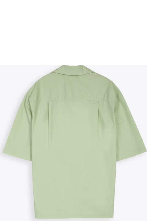 Roberto Collina Shirts for Men Roberto Collina Camicia Mc Over Popeline Sage green poplin bowling shirt with short sleeves
