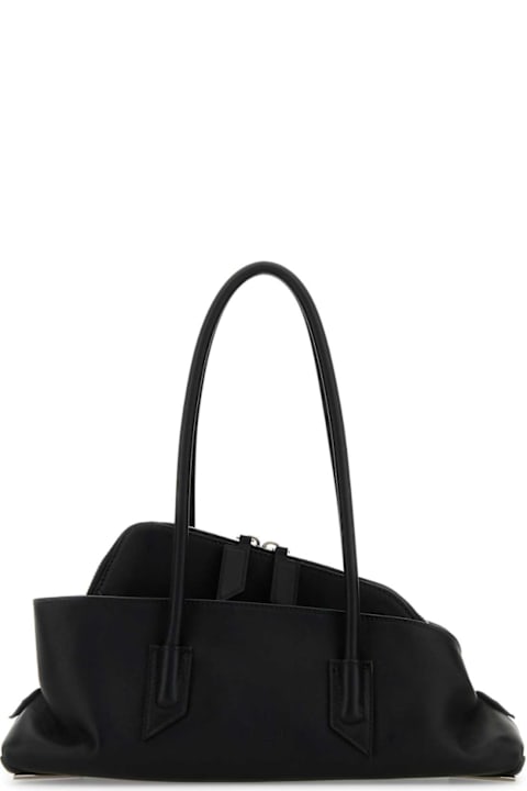 The Attico for Women The Attico Black Leather Small La Passeggiata Shoulder Bag