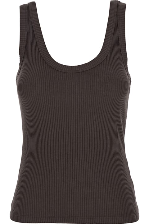 Tela for Women Tela Brown Sleeveless Top With Round Neck And Ribbed Knit In Cotton Blend Woman