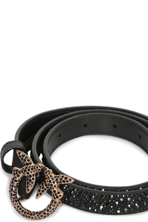 Pinko Love Berry H2 Strass Black Belt | italist