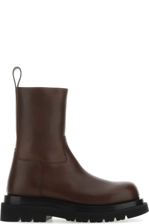 Boots for Men Bottega Veneta Brown Leather Lug Ankle Boots