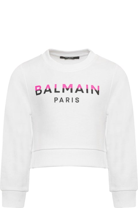Sweaters & Sweatshirts for Girls Balmain Logo Printed Crewneck Sweatshirt