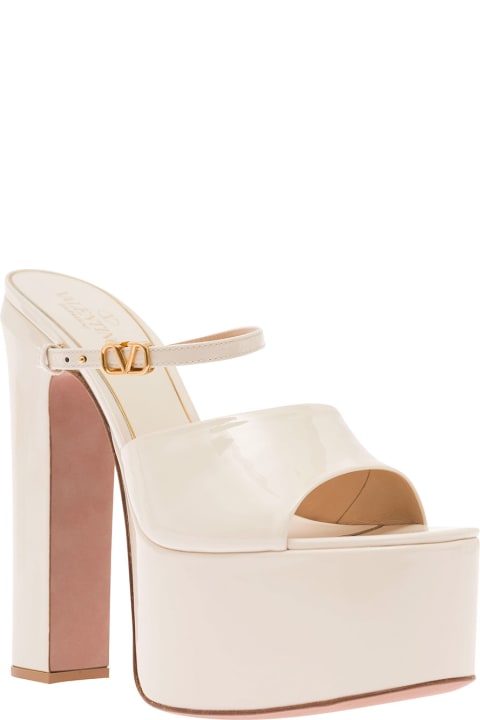'tan-go' White Sandals With Platform In Patent Leather Woman