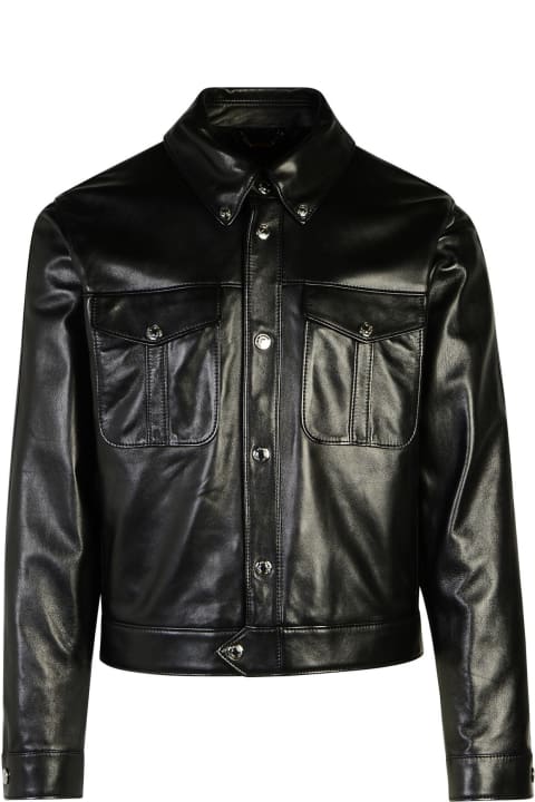 Versace Coats & Jackets for Men Versace Black Leather Jacket
