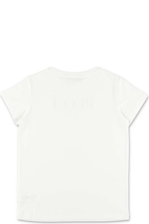 T-shirt Bianca In Jersey Di Cotone Bambina