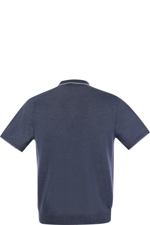 Fedeli Men Fedeli Polo Shirt With Open Collar In Linen And Cotton