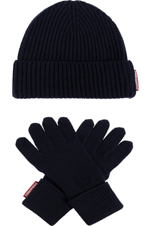 Dsquared2 Gloves for Men Dsquared2 Set: Hat And Gloves