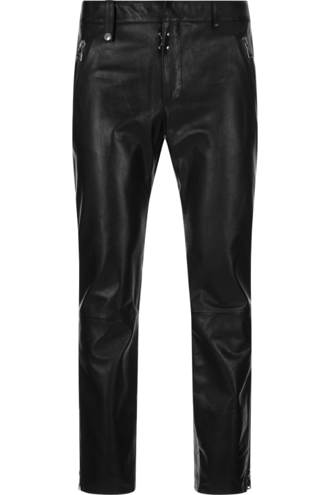 Alexander McQueen for Men Alexander McQueen Leather Biker Trousers In Black