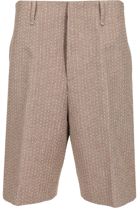 Fendi Pants for Men Fendi Beige Jacquard Bermuda Shorts With Stitching