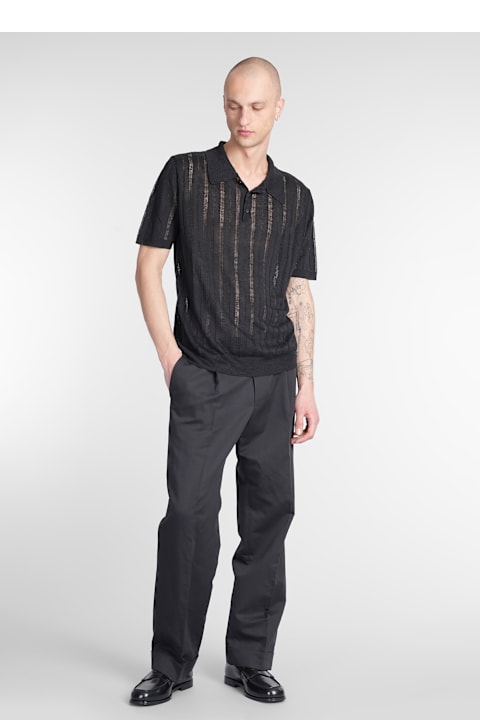 Roberto Collina for Men Roberto Collina Polo In Black Linen