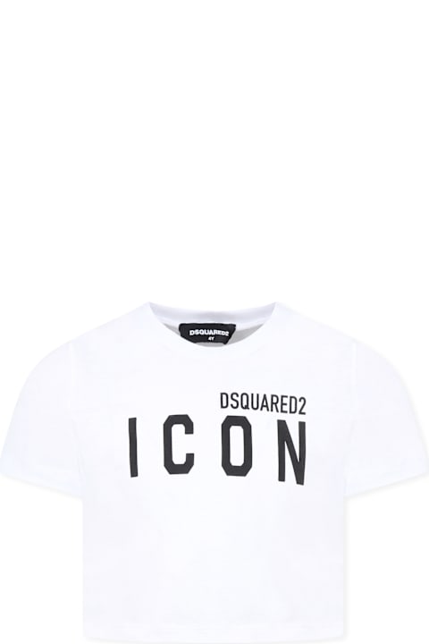 Dsquared2 T-Shirts & Polo Shirts for Girls Dsquared2 White T-shirt For Girl With Logo