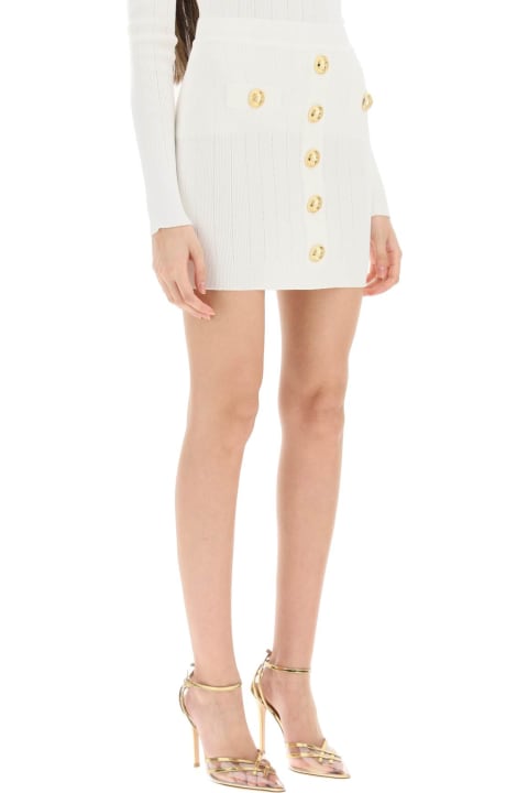 Balmain Clothing for Women Balmain Knit Mini Skirt With Embossed Buttons