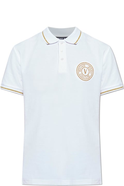 أدوات منزلية Versace Jeans Couture Versace Jeans Couture White Polo With Gold Embroidered Logo