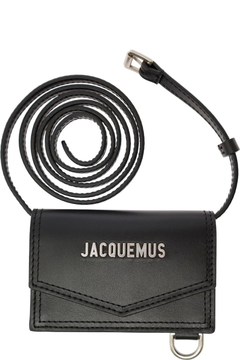 Jacquemus Le Porte Azur Leather Cross-body Card Holder - Black