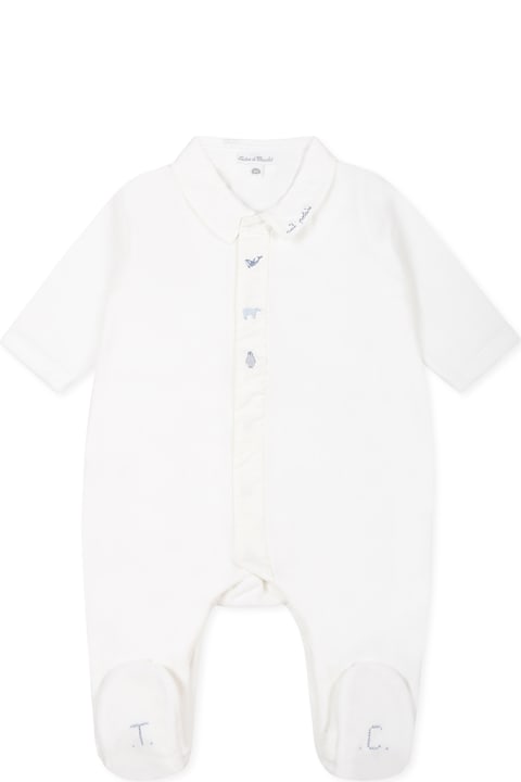 Tartine et Chocolat for Kids Tartine et Chocolat White Babygrow For Baby Boy With Embroidery