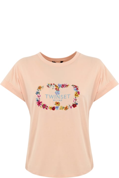 Fashion for Women TwinSet T-shirt With Floral Embroidery